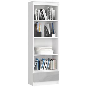 SHELF R 60 cm CLP 1 DRAWER 4 SHELVES WHITE / METALLIC GLOSS