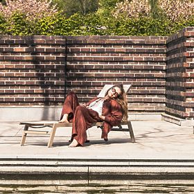 Shelly Adjustable Garden Lounger, Aluminum, Beige