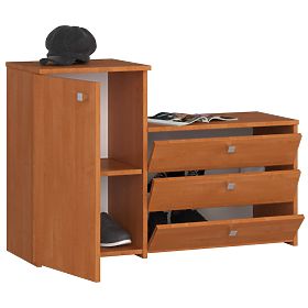 Shoe Cabinet S16 with Dresser 3 Flip Doors - Alder