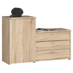 Shoe Cabinet S16 with Dresser 3 Flip Doors - Sonoma Oak