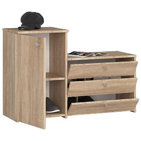 Shoe Cabinet S16 with Dresser 3 Flip Doors - Sonoma Oak