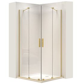 Shower Enclosure REA Montana Double Brushed Gold 90x90, Rea
