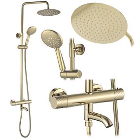 Shower Set with Thermostat Rea Lungo Diamond Gold, Rea