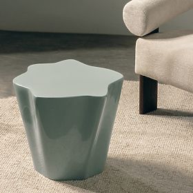 Side Table Bow 49 cm, Sage, Glossy, Rounded Shapes, lectus