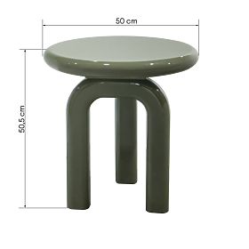 Side Table Flambe 50 cm, Green/Grey, Glossy