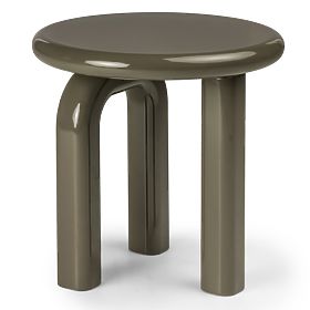 Side Table Flambe 50 cm, Green/Grey, Glossy