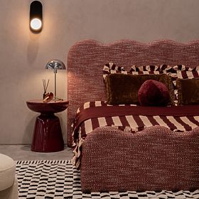 Side Table Logan 40 cm, Burgundy/Cherry, Glossy, lectus