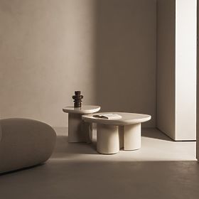 Side Table Puro 50 cm, Light Beige, Glossy