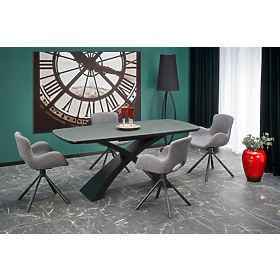 SILVESTRO Extendable Table Top - Dark Gray, Legs - Black