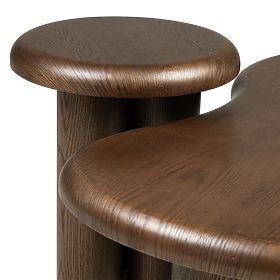 Sirocco Table Set, Dark Oak, Rounded Shapes