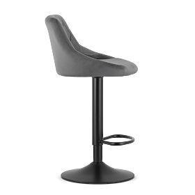 Swivel Bar Stool with Adjustable Height and Footrest, Grey Velour, LEOBERT