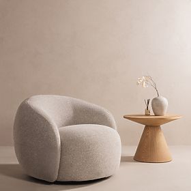 Swivel Chair Nambi Beige-Grey, Rounded Shapes, lectus