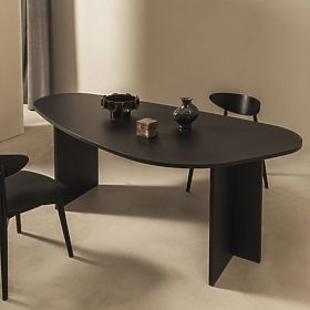 Table with Irregular Top Zeva 200 cm, Black with Wood Texture