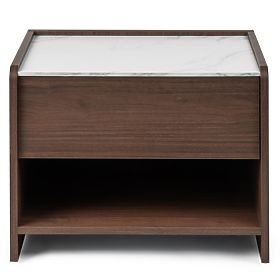 Tanami Nightstand Walnut Villa, Crystal Marble, Rounded