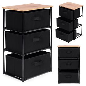 Textile Cabinet Shelf Organizer with Removable Baskets 3 Levels Loft Black ModernHome