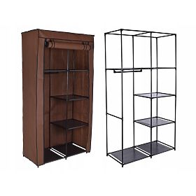 Textile Cabinet with 6 Shelves Mira - Dark Brown