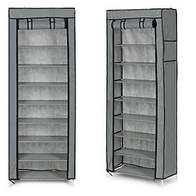 Textile Wardrobe with Shelves for Clothes and Shoes