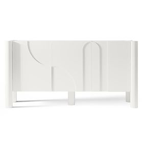Three-Door Sideboard Lunaria with Carved Front, White, lectus