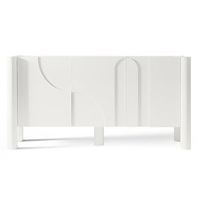 Three-Door Sideboard Lunaria with Carved Front, White, lectus