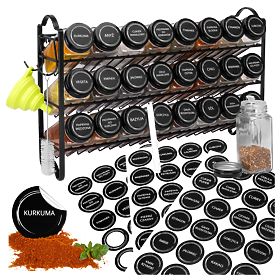 Tiered Spice Rack ENELDO 24 Jars + 72 Labels
