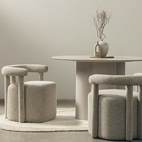 Upholstered Armchair Glen Grey, Rounded Shapes