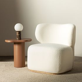 Upholstered Armchair Imai White, Rounded Shapes