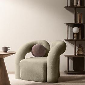 Upholstered Armchair Merry Brown, Boucle, Rounded Shapes, lectus