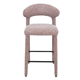 Upholstered Bar Stool Hiroki, Beige-Burgundy Mix