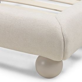 Upholstered Bed Booli 140x200 cm, with Slatted Base, Ball-Shaped Legs, Light Beige, lectus