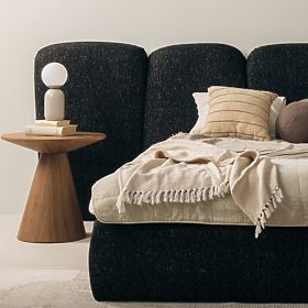 Upholstered Bed Fencee 160x200 cm, with Slats, Rounded, Black