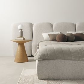 Upholstered Bed Fencee 160x200 cm, with Slats, Rounded, Light Beige