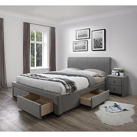 Upholstered Bed MODENA 140 cm with Drawers Grey (6p=1pc), Halmar