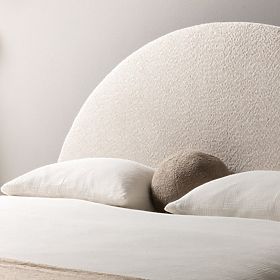 Upholstered Bed Orbi 140x200 cm, with Slatted Base and Storage, Rounded, Beige, lectus