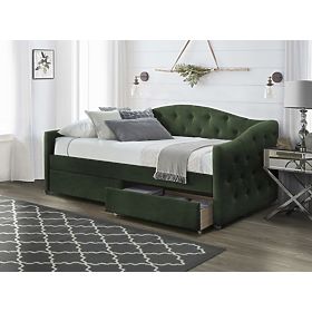 Upholstered bed with drawers ALOHA 90 x 200 cm - Dark green, Halmar