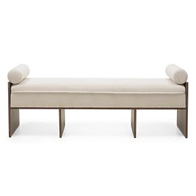 Upholstered Bench Loppo Light Beige, Boucle, Walnut Wisconsin