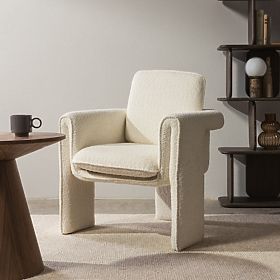 Upholstered Chair Campat White, Rounded