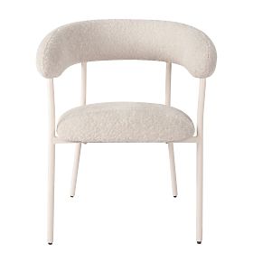 Upholstered Chair Campo, Beige/White Legs, Boucle