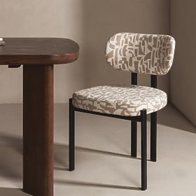 Upholstered Chair Flare, Beige-Cream/Black Legs