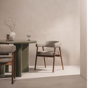 Upholstered Chair Giovani, Light Brown/Oak Wood, Rounded, lectus