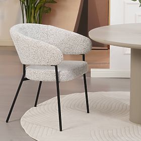 Upholstered Chair Lamu, Beige Mélange/Black Legs
