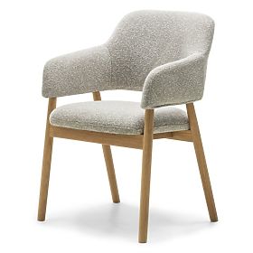 Upholstered Chair Sanremo Light Gray, Boucle/Oak, lectus