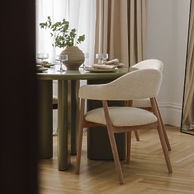 Upholstered Chair Sorrento, Beige, Boucle/Light Walnut