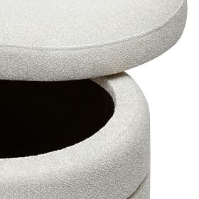 Upholstered Layer Pouf with Storage, Beige
