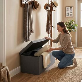 Upholstered Ottoman 111x38 cm with Storage Dark Gray ModernHome, MODERNHOME