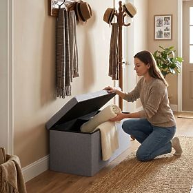 Upholstered Ottoman 111x38 cm with Storage Space Light Gray ModernHome, MODERNHOME