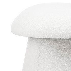 Upholstered Pouf Cap, White, Boucle, Rounded Shapes