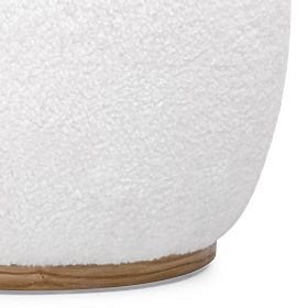 Upholstered Pouf Stone, White, Rounded Shape