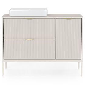 Vanity Cabinet for Countertop Livia 100 cm, Cashmere, Metal Legs, Grooved
