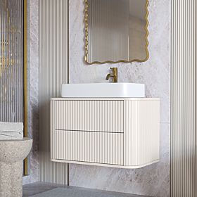 Vanity Cabinet for Countertop Nuvia 80 cm, Cashmere, Rounded, Grooved