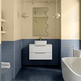 Vanity Cabinet for Countertop Tidea 80 cm, White, Gold Handles